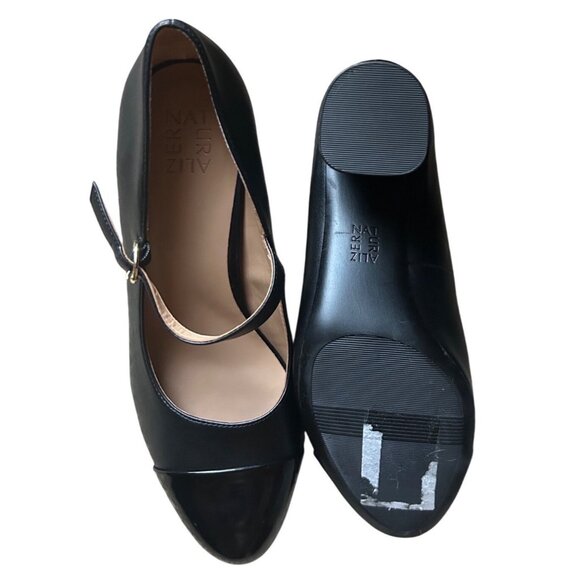 Naturalizer Loveable Block Heel Patent Accented Toe Highlighting Soft Black Leat - Picture 13 of 13